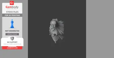3D model of a detailed figurine with flowing elements, suitable for 3D printing.