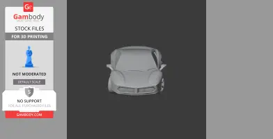 3D model of a Ferrari 488 GTB car, front view, designed for 3D printing, displayed on Gambody platform.