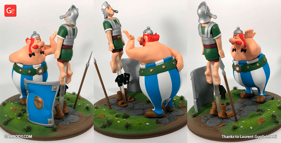Buy Obelix vs Roman Legionary 3D Printing Figurines in Diorama | Assembly