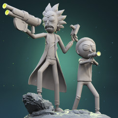 preview of Rick & Morty Fight Scene 3D Printing Figurines in Diorama | Assembly