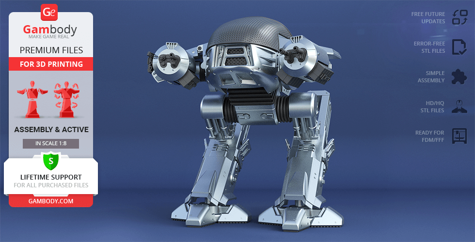 Buy OCP ED-209 (1987) 3D Printing Model | Assembly + Action