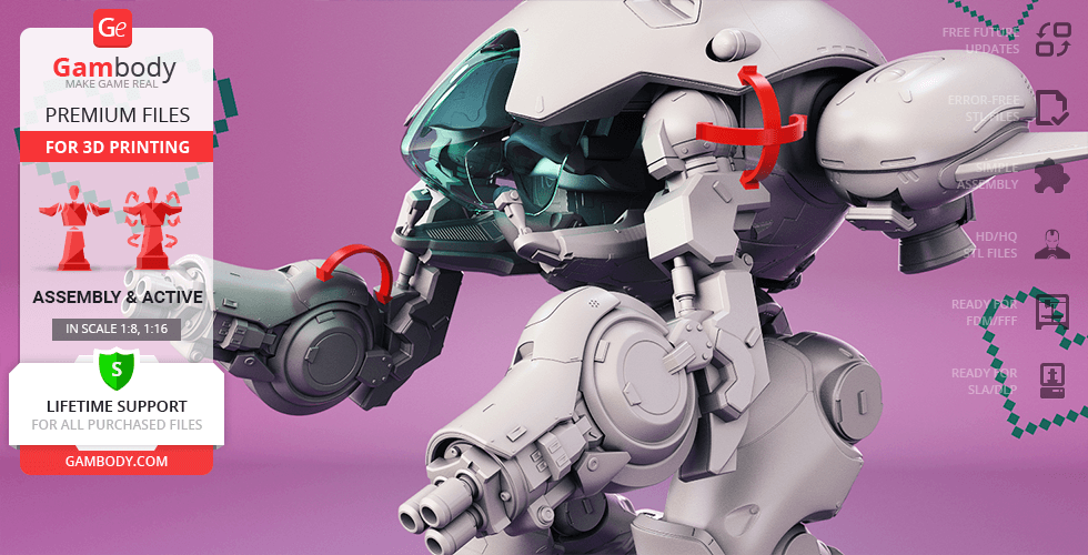 A detailed 3D model of D.Va's mech from Overwatch, showcasing intricate mechanical features.