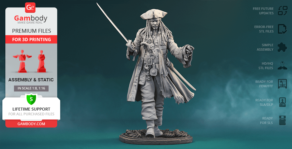 Buy Jack Sparrow 3D Printing Figurine | Assembly