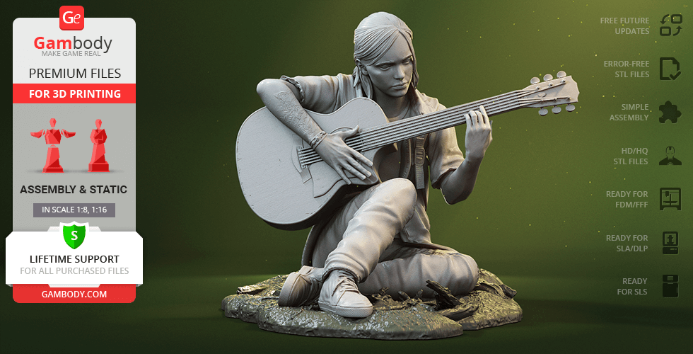 Buy Ellie with Guitar 3D Printing Figurine | Assembly