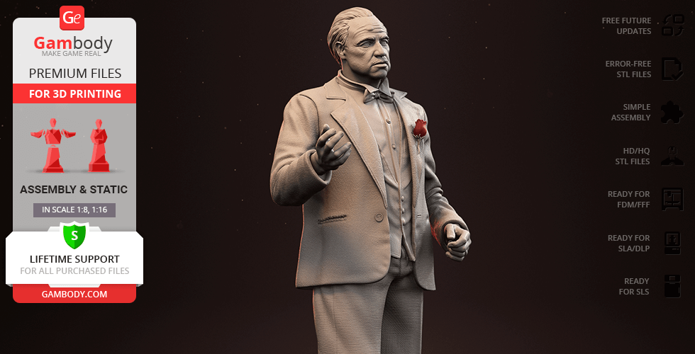 A highly detailed 3D model of a distinguished older man in a suit, suitable for 3D printing.