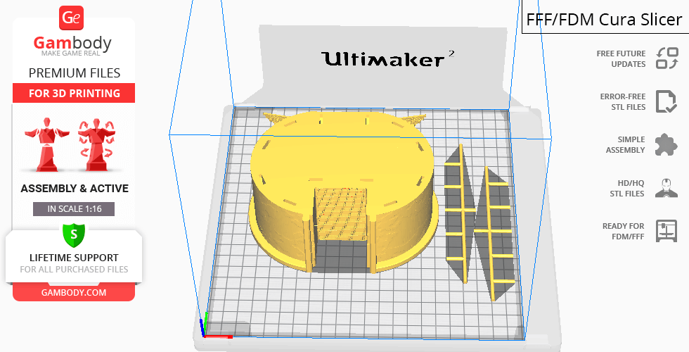 3D print layout of Mad Max War Rig Tanker parts in Ultimaker Cura slicer software.