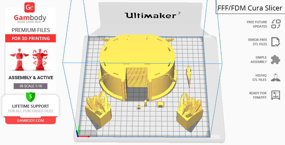 3D model of Mad Max War Rig Tanker displayed in a slicing software for 3D printing.
