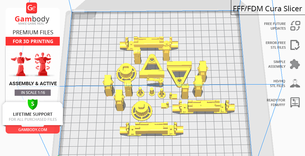 STL files of a Mad Max War Rig Tanker model laid out for 3D printing on a grid.