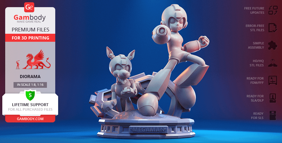 Buy Mega Man & Rush 3D Printing Figurines in Diorama | Assembly