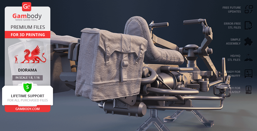 3D model of The Mandalorian Speeder Bike for printing, includes detailed controls and seating.