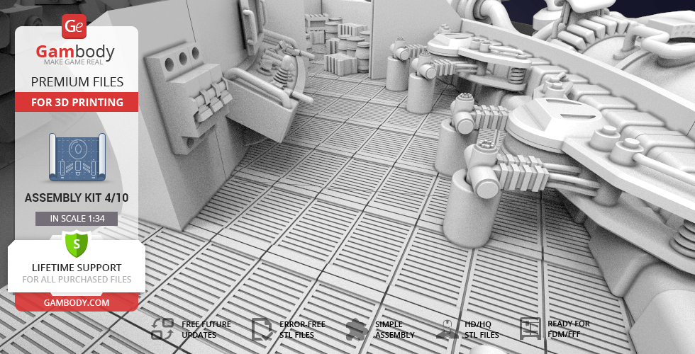 Detailed 3D model of the Millennium Falcon interior parts for printing; features complex mechanical design.