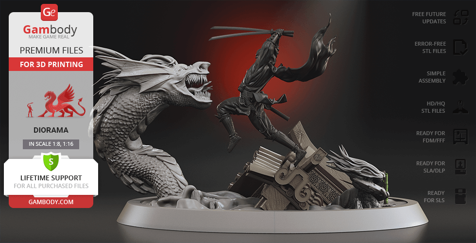 Buy Batman Ninja vs Joker Dragon 3D Printing Figurines in Diorama | Assembly