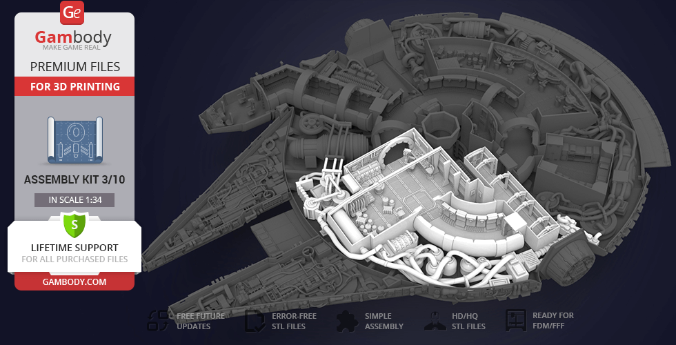 Millennium Falcon Interior Parts Kit 3 STL Files For 3D Printing 