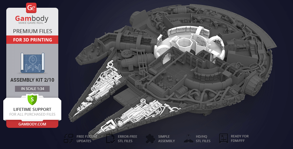 Buy Millennium Falcon Interior 3D Printable Parts Kit 4: Mandibles, Engine and Quad Laser 