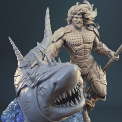 preview of Aquaman & Shark 3D Printing Figurines in Diorama | Assembly