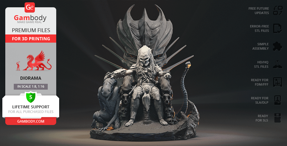 Buy Predator on Throne 3D Printing Figurine in Diorama | Assembly