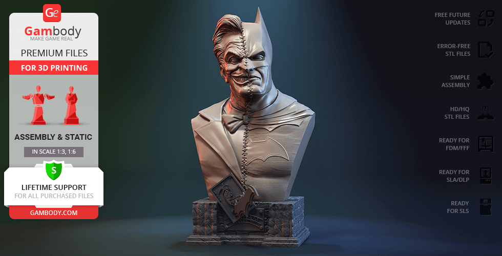 Buy Batman vs Joker Bust 3D Printing Figurine | Assembly