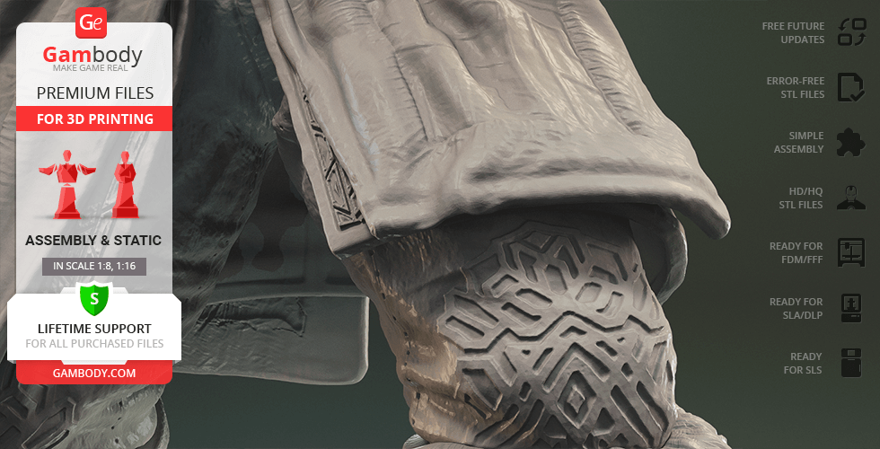 A detailed 3D model of Thorin Oakenshield's armor for 3D printing, with intricate geometric patterns.