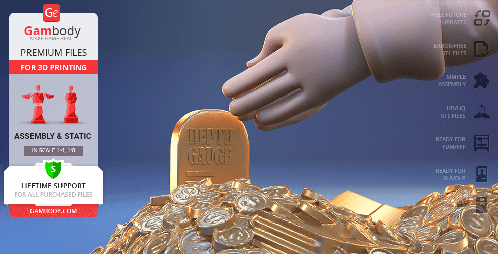 A cartoon hand grasps a gold bar above a pile of coins and bars.