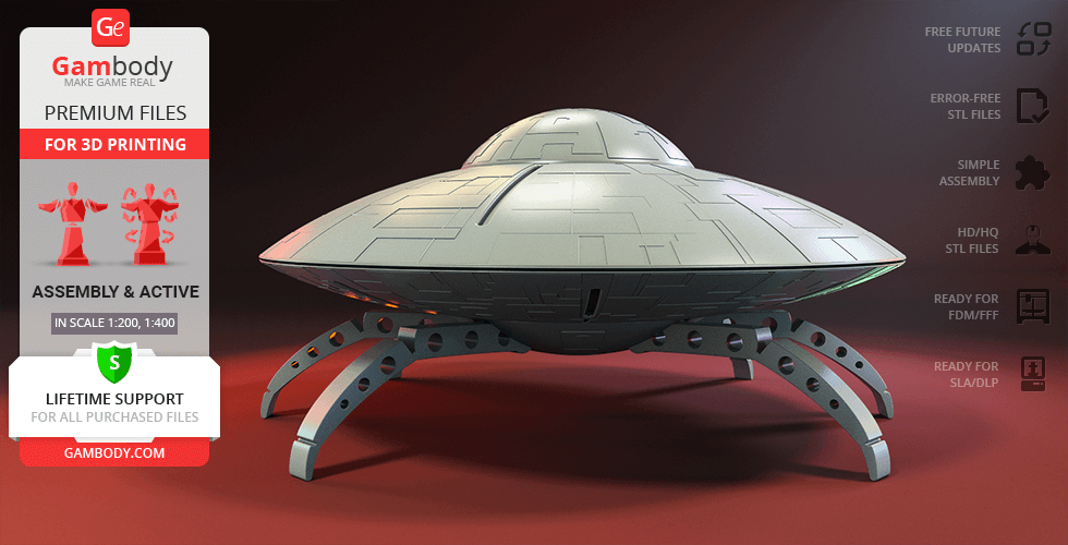 Buy Martian Flying Saucer 3D Printing Model | Assembly + Action