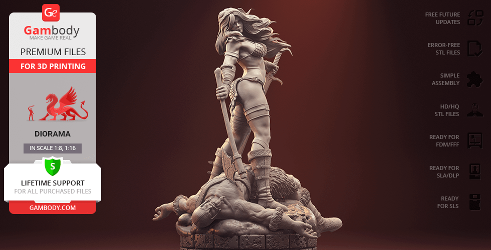 Buy Red Sonja 3D Printing Figurine in Diorama | Assembly