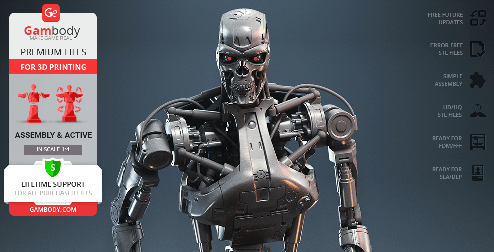 Buy T-800 Endoskeleton 3D Printing Figurine | Assembly + Action