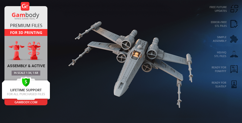 Buy T-65B X-Wing 3D Printing Model | Assembly + Action