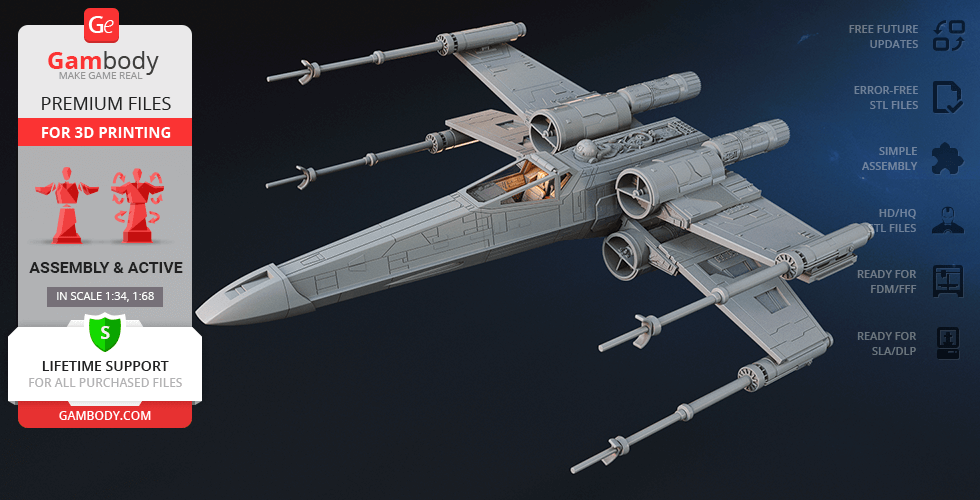 Buy T-65B X-Wing 3D Printing Model | Assembly + Action