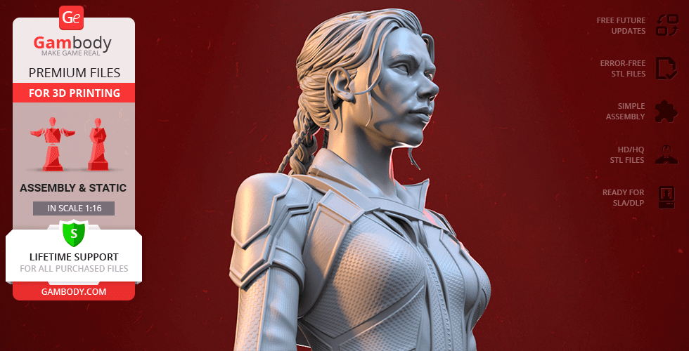 A 3D model of a figure in textured armor, promoted by Gambody for 3D printing.