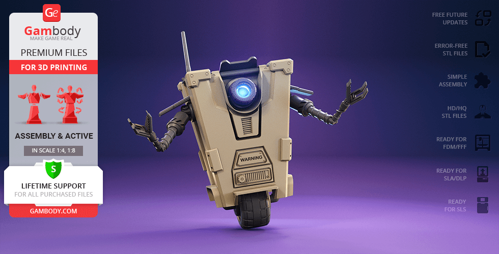 Buy Borderlands Claptrap 3D Printing Model | Assembly + Action