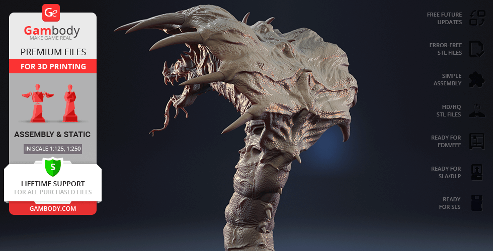 3D model of a king cobra with detailed scales and hood, designed for 3D printing.