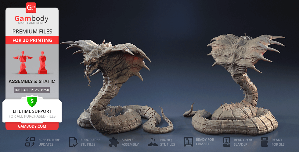 A detailed 3D model of a coiled, menacing king cobra with intricate textures and scale patterns.