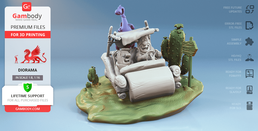 Buy The Flintstones 3D Printing Figurines in Diorama | Assembly