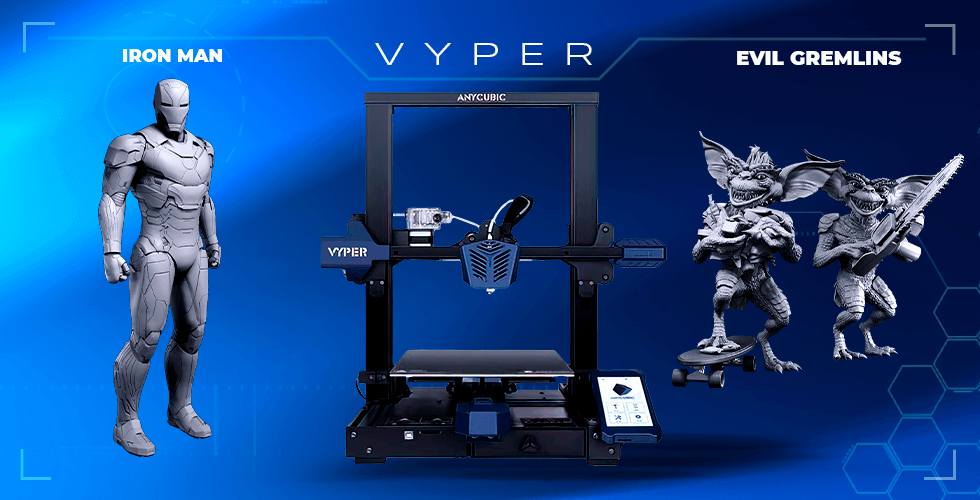 Buy Anycubic Vyper 3D Printer + Iron Man Mark 46 + Evil Gremlins