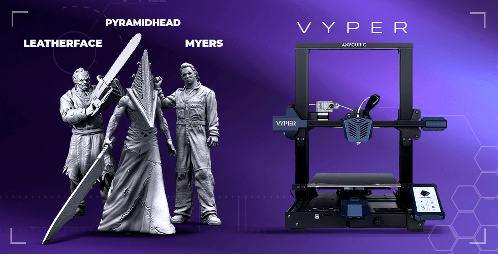 Buy Anycubic Vyper 3D Printer + Leatherface + Michael Myers + Pyramid Head