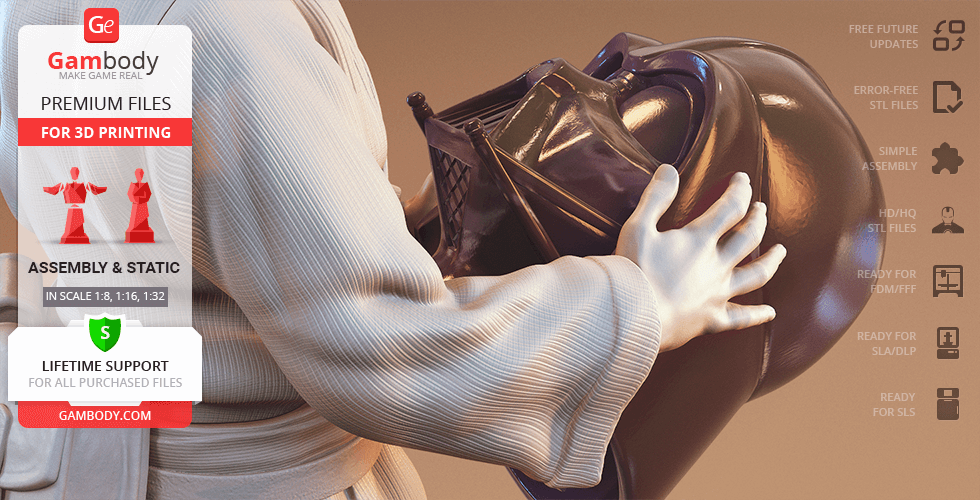 Young Anakin figurine holding a helmet, designed for 3D printing by Gambody.