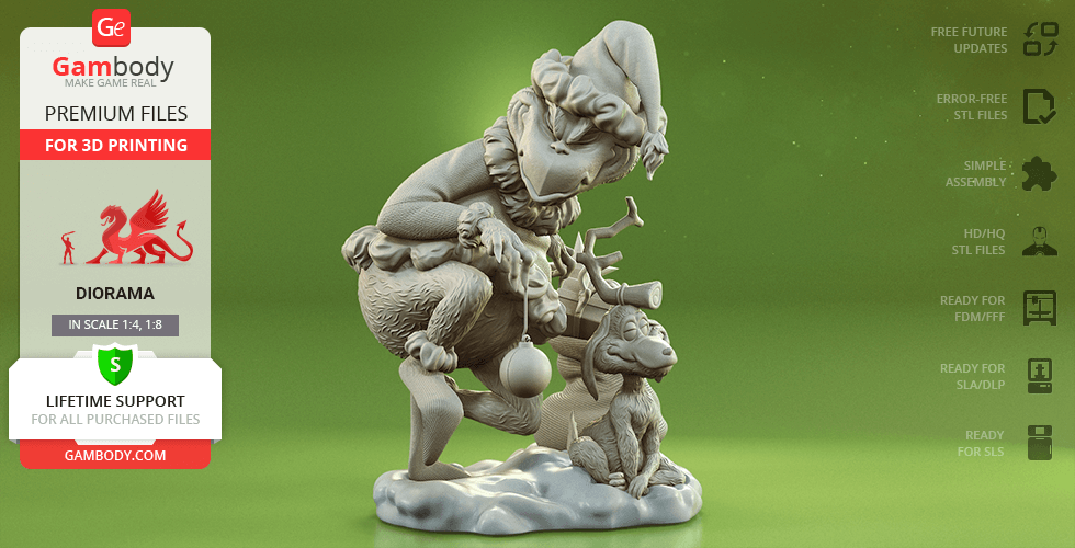 Buy Grinch & Max 3D Printing Figurines in Diorama | Assembly