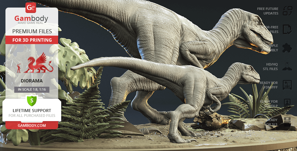 Dinosaur Game 3D Print model with Spring - 3D model by 3DDesigner