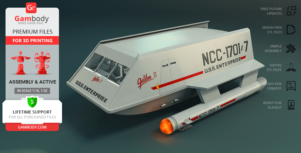 Buy Galileo II Shuttlecraft 3D Printing Model | Assembly + Active
