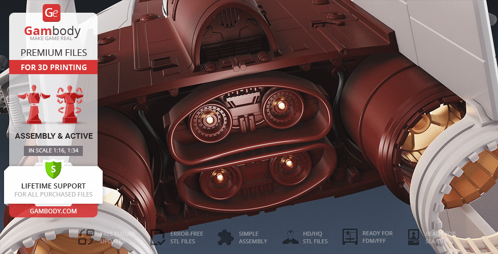 A detailed close-up view of the RZ-1 A-Wing engines for 3D printing.
