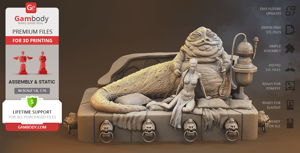 Buy Jabba The Hutt & Leia 3D Printing Figurines in Diorama | Assembly