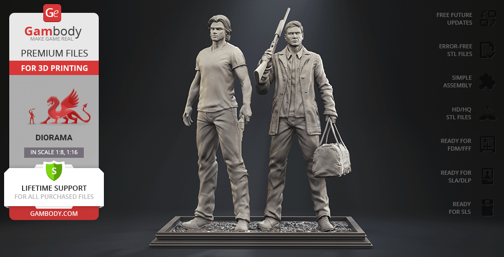Buy Supernatural Sam and Dean 3D Printing Figurines in Diorama | Assembly