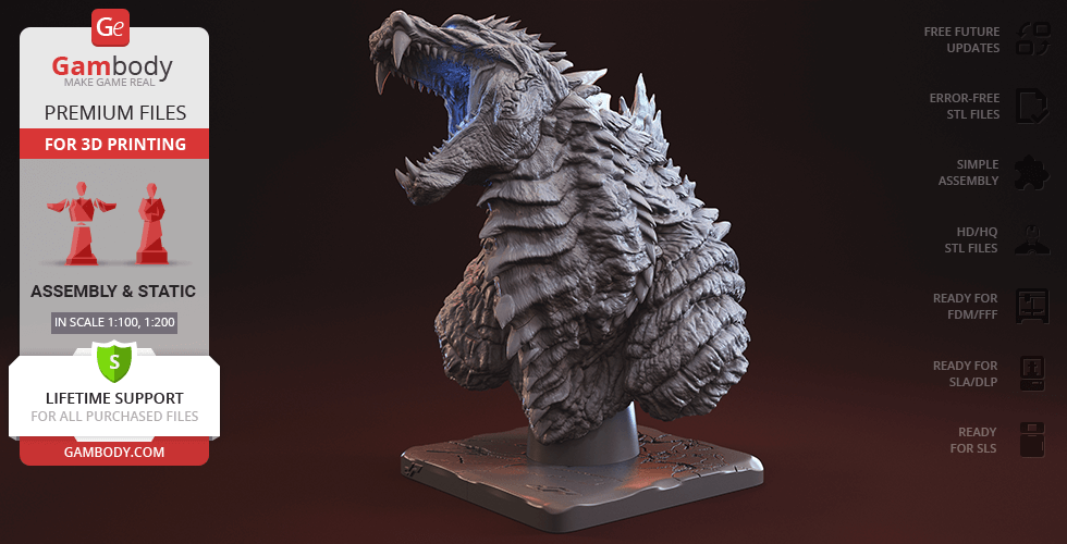 Buy Godzilla Singular Point Bust 3D Printing Figurine | Assembly
