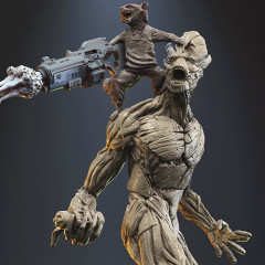 preview of Rocket & Groot 3D Printing Figurines in Diorama | Assembly