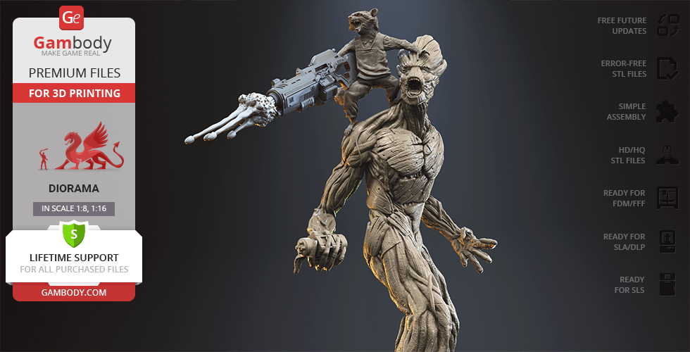 Buy Rocket & Groot 3D Printing Figurines in Diorama | Assembly