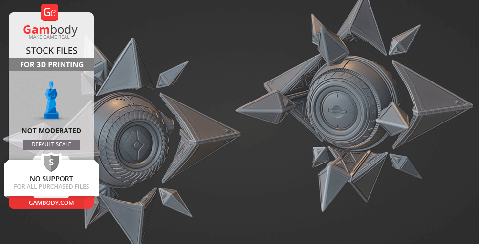 Futuristic geometric shell design for 3D printing, featuring protruding triangular elements.