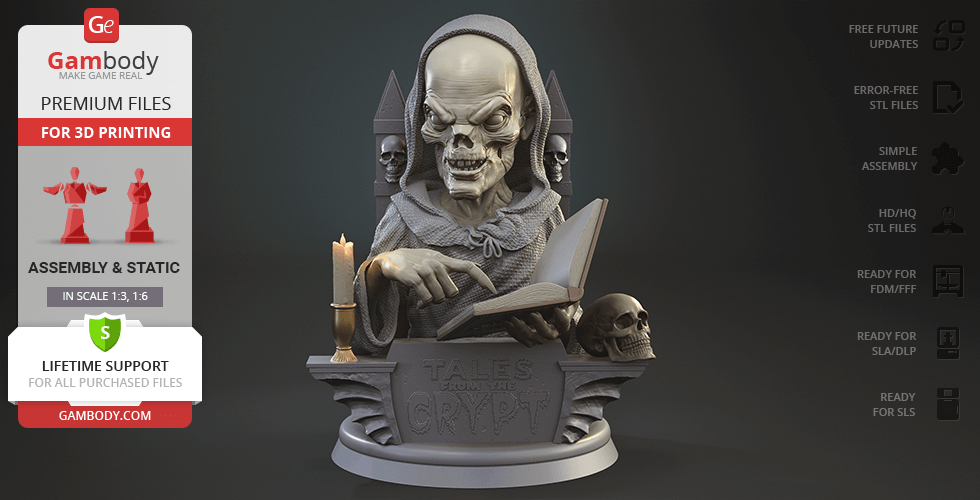 Buy Crypt Keeper Bust 3D Printing Figurine | Assembly