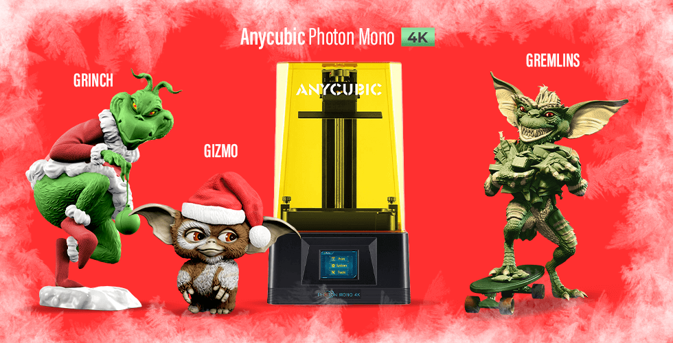 Anycubic Photon Mono 4K - High Speed Resin 3D Printer + Gizmo, Evil Gremlins  and Grinch STL Files