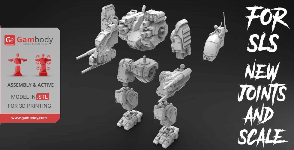 3D model of BattleMaster robot parts for printing, featuring new joints and scale adjustments.