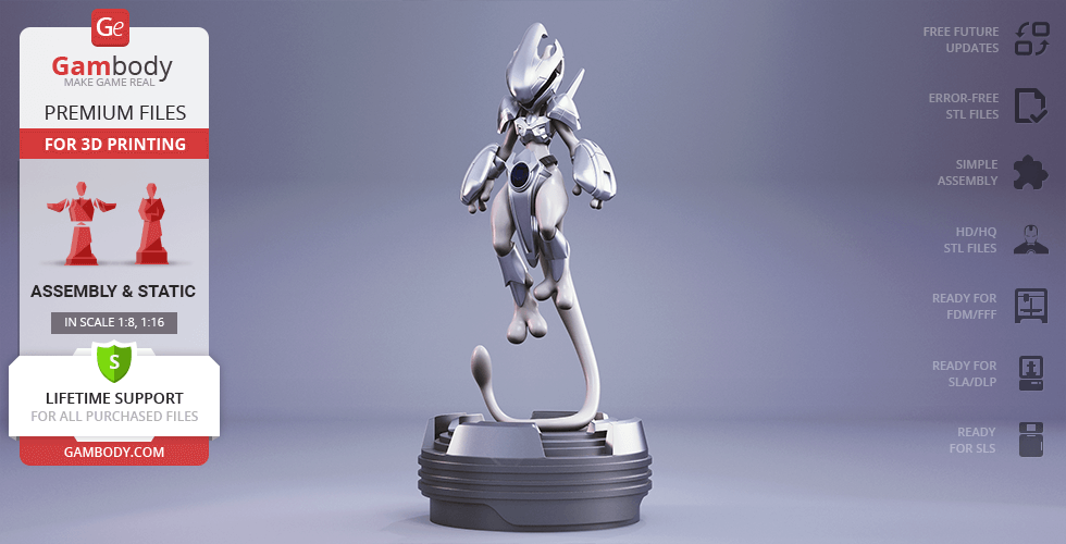 Buy Cyber Mewtwo in Capsule 3D Printing Figurine | Assembly